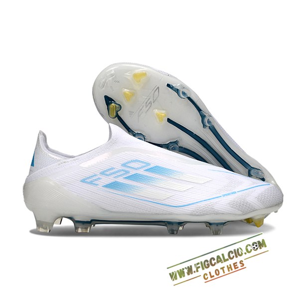 Adidas Scarpe Da Calcio F50 Elite Laceless FG Bianco/Blu