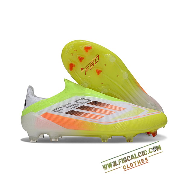 Adidas Scarpe Da Calcio F50 Elite Laceless FG Bianco/Verde/Arancia