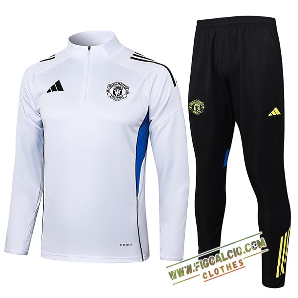 Insieme Tuta Calcio Manchester United Bianco/Blu 2025/2026