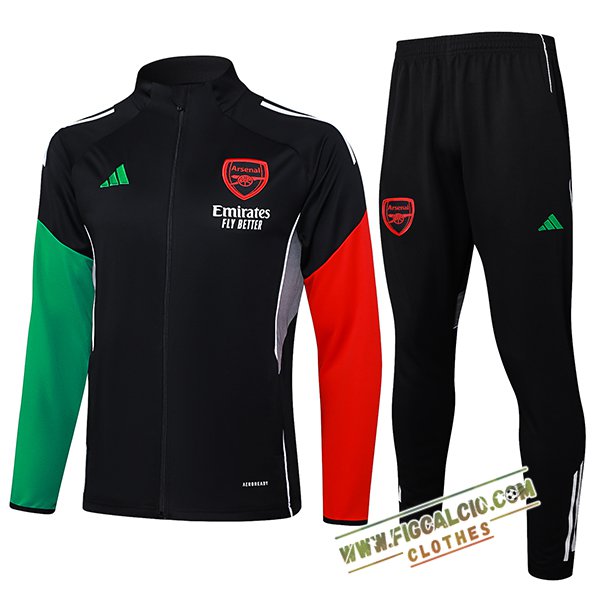 Insieme Tuta Calcio Giacca Arsenal Nero/Verde/Rosso 2025/2026