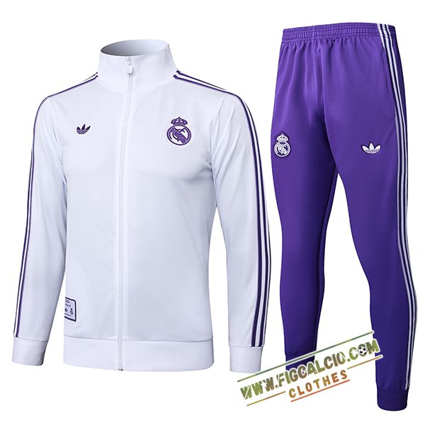 Insieme Tuta Calcio Giacca Real Madrid Bianco/viola 2025/2026 -02