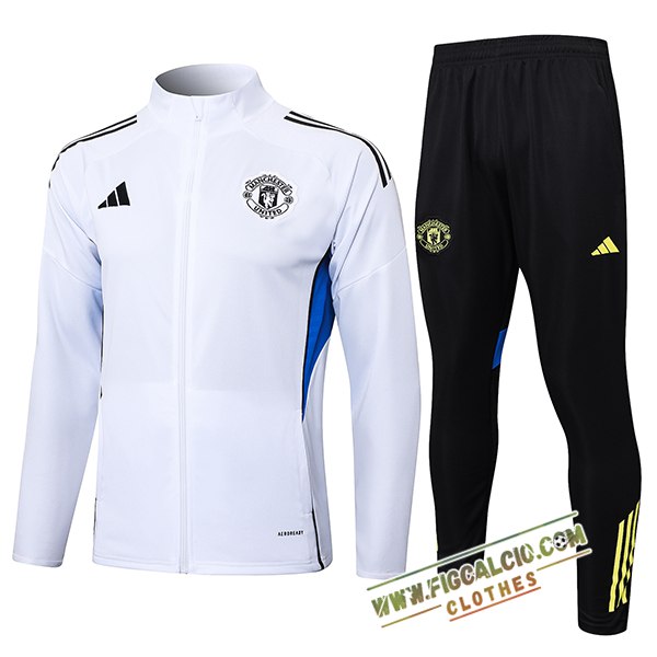 Insieme Tuta Calcio Giacca Manchester United Bianco/Blu 2025/2026