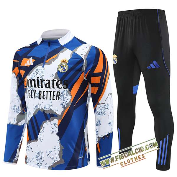 Insieme Tuta Calcio Real Madrid Bianco/Blu/Arancia 2025/2026