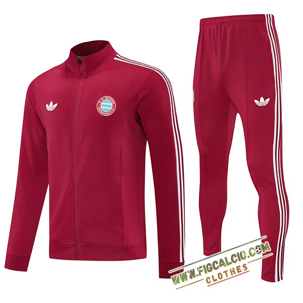 Insieme Tuta Calcio Giacca Bayern Monaco Rosso/Bianco 2025/2026