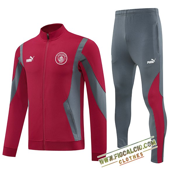 Insieme Tuta Calcio Giacca Manchester City Rosso/Grigio 2025/2026