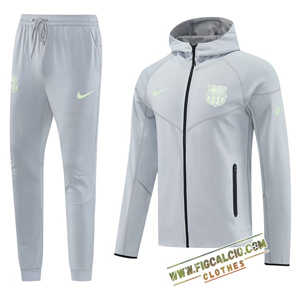Giacca Con Cappuccio Tuta Giacca A Vento FC Barcellona Grigio 2025/2026