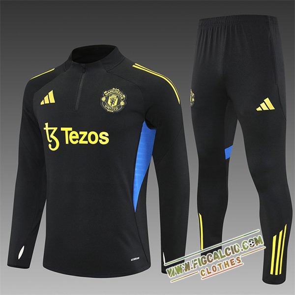 Insieme Tuta Calcio Manchester United Bambino Nero/Giallo/Blu 2025/2026