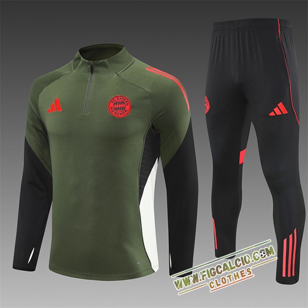 Insieme Tuta Calcio Bayern Monaco Bambino Verde/Nero/Bianco/Rosso 2025/2026