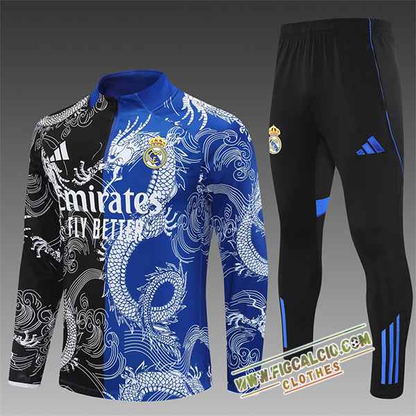 Insieme Tuta Calcio Real Madrid Bambino Nero/Blu/Bianco 2025/2026