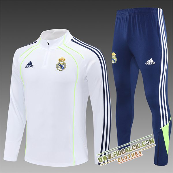 Insieme Tuta Calcio Real Madrid Bambino Bianco/Blu/Verde 2025/2026