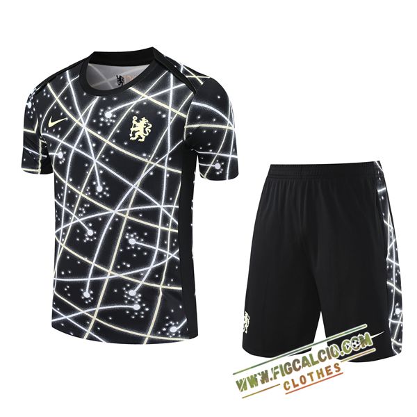 Kit Maglia Allenamento FC Chelsea Bambino Nero/Bianco 2025/2026