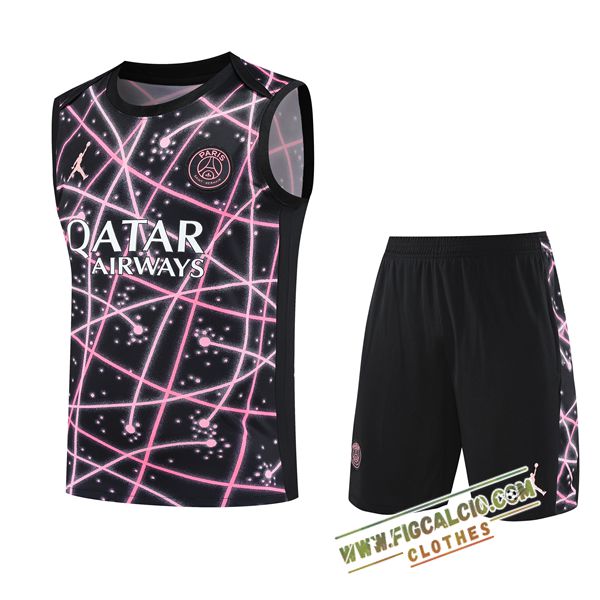 Kit Canotta Allenamento PSG Bambino Nero/Rosa 2025/2026 -02