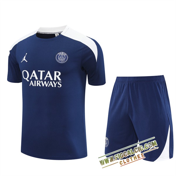 Kit Maglia Allenamento PSG Bambino Blu/Bianco 2025/2026