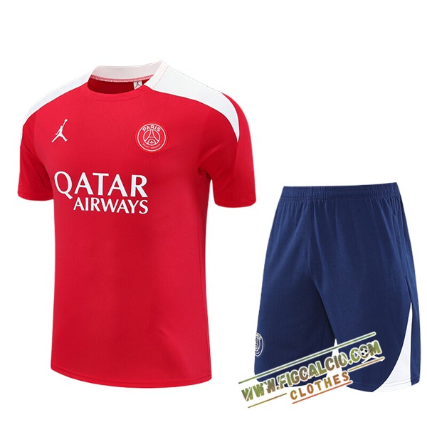 Kit Maglia Allenamento PSG Bambino Rosso/Bianco 2025/2026