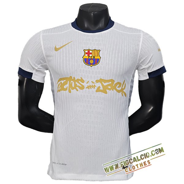 Nuova Maglie Calcio FC Barcellona x Travis Scott Bianco 2024/2025