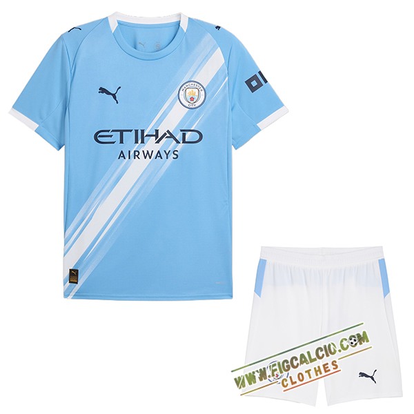 Nuova Maglie Calcio Manchester City Bambino Prima 2025/2026
