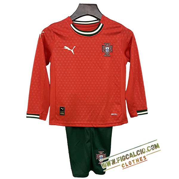 Nuova Maglie Calcio Portogallo Bambino Manica Lungas Prima 2025/2026